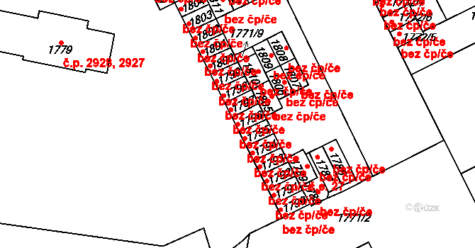 Kladno 38560526 na parcele st. 1796 v KÚ Kladno, Katastrální mapa