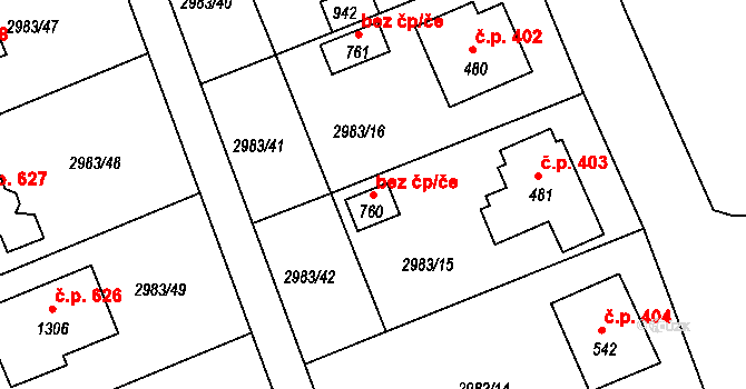 Borovany 40503526 na parcele st. 760 v KÚ Borovany, Katastrální mapa