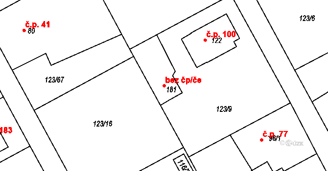 Chotoviny 40879526 na parcele st. 181 v KÚ Červené Záhoří, Katastrální mapa