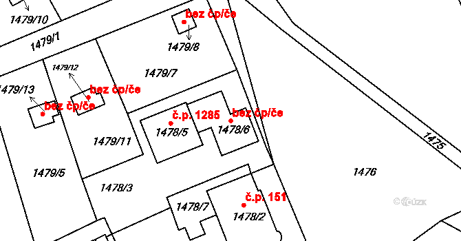 Třinec 42042526 na parcele st. 1478/6 v KÚ Lyžbice, Katastrální mapa