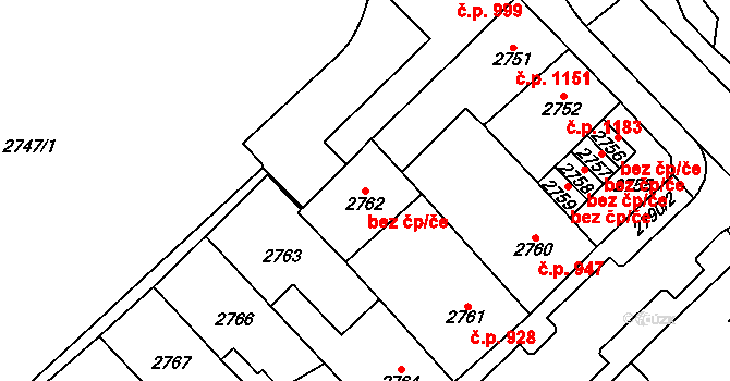 Chomutov 42887526 na parcele st. 2762 v KÚ Chomutov I, Katastrální mapa