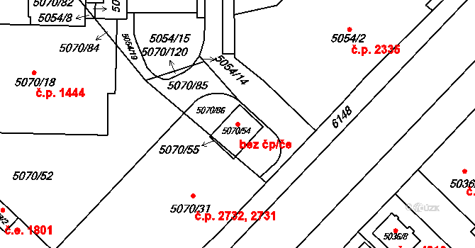 Jihlava 43344526 na parcele st. 5070/54 v KÚ Jihlava, Katastrální mapa