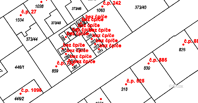 Ostrava 43842526 na parcele st. 1313 v KÚ Přívoz, Katastrální mapa