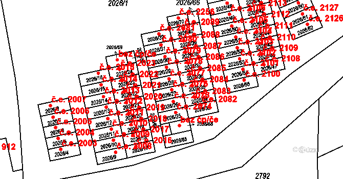 Český Těšín 2076 na parcele st. 2026/27 v KÚ Český Těšín, Katastrální mapa