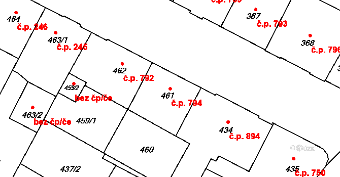 Předměstí 794, Opava na parcele st. 461 v KÚ Opava-Předměstí, Katastrální mapa