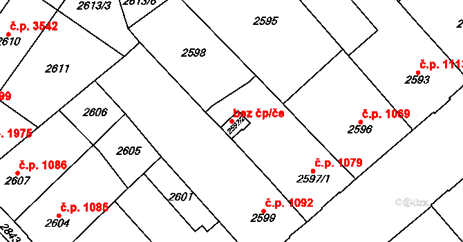 Chomutov 45051526 na parcele st. 2597/2 v KÚ Chomutov I, Katastrální mapa