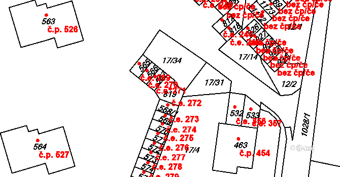 Bohosudov 272, Krupka na parcele st. 819 v KÚ Bohosudov, Katastrální mapa