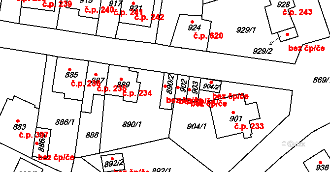 Proboštov 45132526 na parcele st. 890/2 v KÚ Proboštov u Teplic, Katastrální mapa