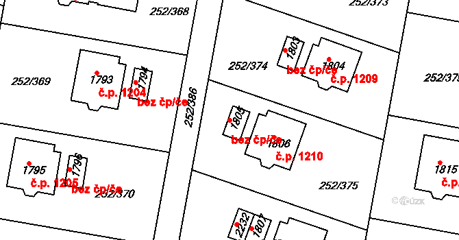 Rosice 46046526 na parcele st. 1805 v KÚ Rosice u Brna, Katastrální mapa