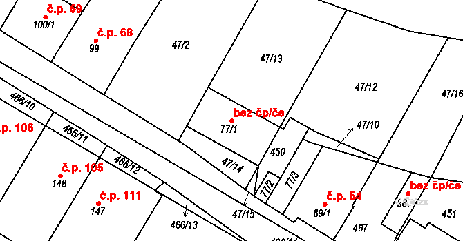 Zahnašovice 47597526 na parcele st. 77/1 v KÚ Zahnašovice, Katastrální mapa