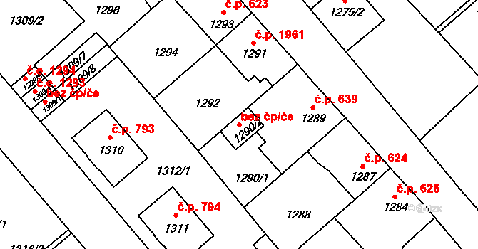 Pelhřimov 47626526 na parcele st. 1290/2 v KÚ Pelhřimov, Katastrální mapa