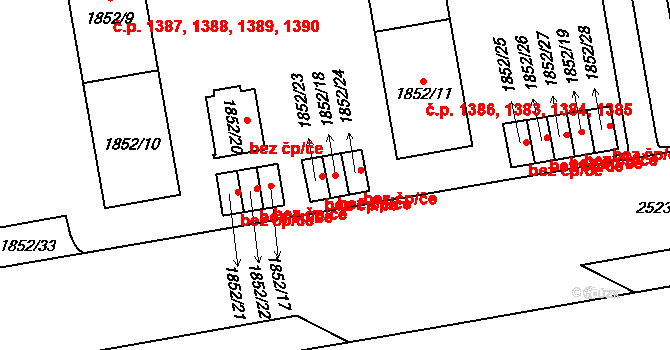 Praha 48019526 na parcele st. 1852/18 v KÚ Vršovice, Katastrální mapa