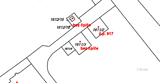 Brno 48685526 na parcele st. 1611/3 v KÚ Stránice, Katastrální mapa