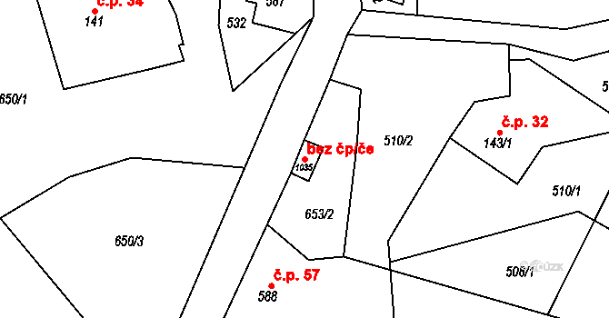 Děčín 48743526 na parcele st. 1035 v KÚ Bynov, Katastrální mapa