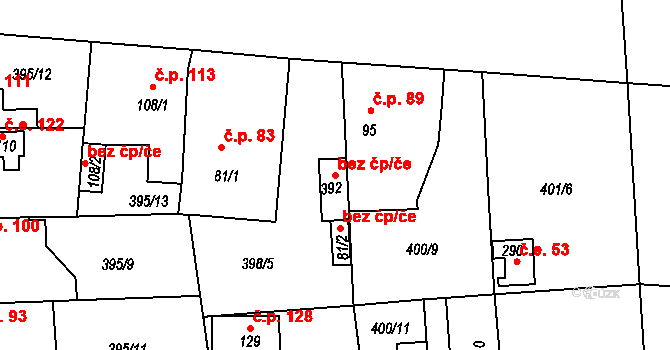 Neratovice 49547526 na parcele st. 392 v KÚ Mlékojedy u Neratovic, Katastrální mapa