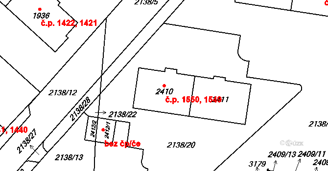 Choceň 1549,1550 na parcele st. 2410 v KÚ Choceň, Katastrální mapa