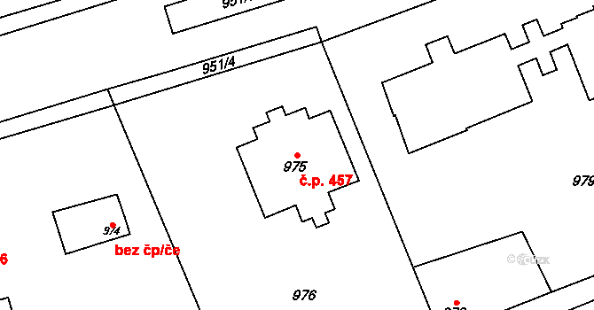 Český Těšín 457 na parcele st. 975 v KÚ Český Těšín, Katastrální mapa