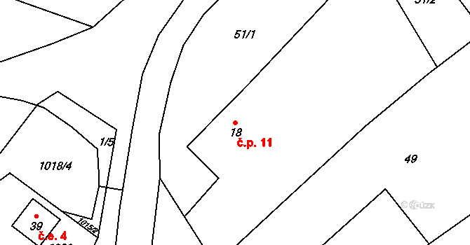 Bezpravovice 11, Chudenice na parcele st. 18 v KÚ Bezpravovice, Katastrální mapa