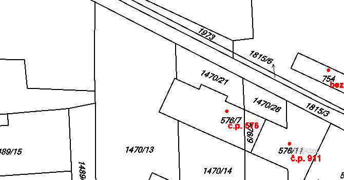 Sezemice 576 na parcele st. 576/7 v KÚ Sezemice nad Loučnou, Katastrální mapa