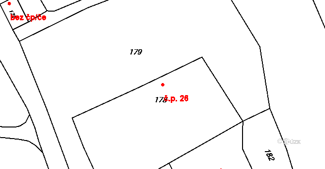 Bludovice 26, Nový Jičín na parcele st. 178 v KÚ Bludovice u Nového Jičína, Katastrální mapa