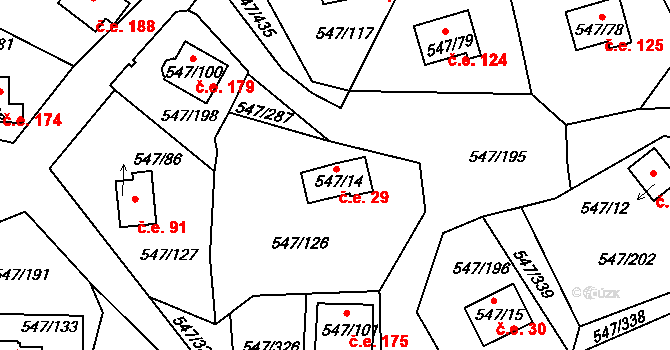 Kovářov 29, Frymburk na parcele st. 547/14 v KÚ Frymburk, Katastrální mapa