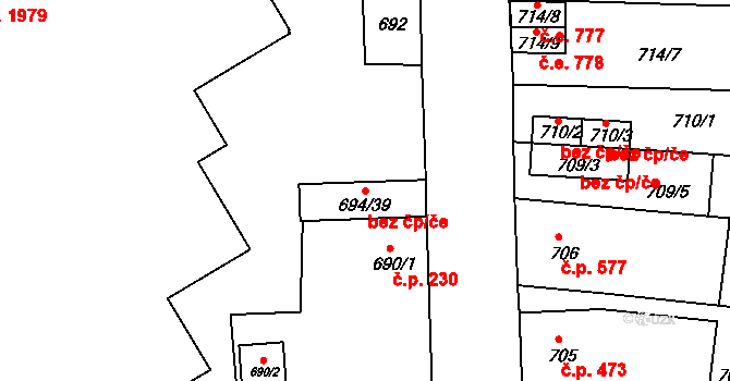 Teplice 90533526 na parcele st. 694/39 v KÚ Teplice-Trnovany, Katastrální mapa