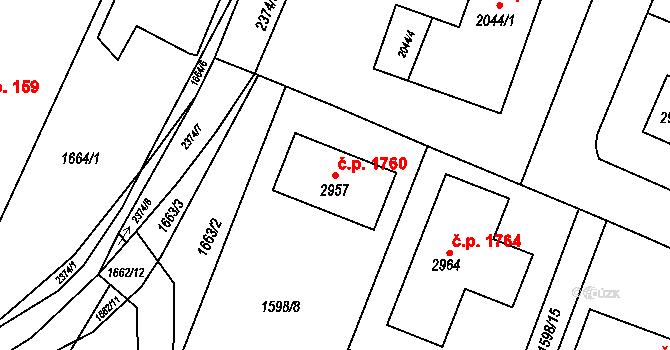 Kateřinky 1760, Opava na parcele st. 2957 v KÚ Kateřinky u Opavy, Katastrální mapa