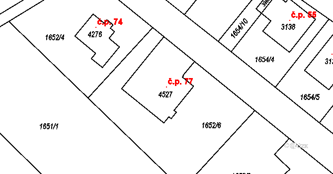 Sedličky 77, Jičín na parcele st. 4527 v KÚ Jičín, Katastrální mapa