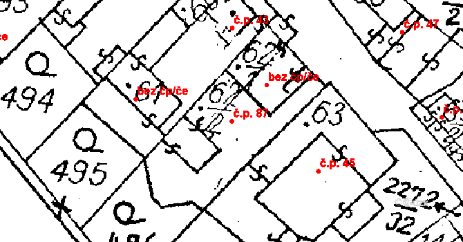 Ctidružice 87 na parcele st. 62/2 v KÚ Ctidružice, Katastrální mapa