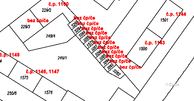 Čáslav 107250527 na parcele st. 3286 v KÚ Čáslav, Katastrální mapa