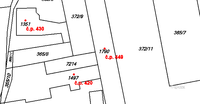 Kojetín I-Město 449, Kojetín na parcele st. 1790 v KÚ Kojetín, Katastrální mapa