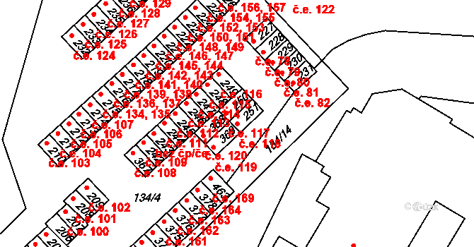 Staré Hory 118, Jihlava na parcele st. 251 v KÚ Staré Hory, Katastrální mapa
