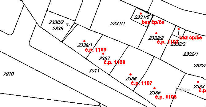 Boskovice 1108 na parcele st. 2337 v KÚ Boskovice, Katastrální mapa