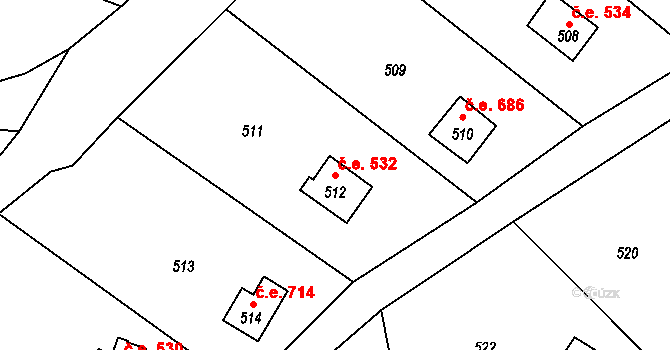 Brná 532, Ústí nad Labem na parcele st. 512 v KÚ Brná nad Labem, Katastrální mapa