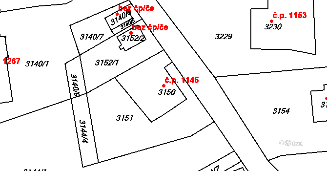 Smržovka 1145 na parcele st. 3150 v KÚ Smržovka, Katastrální mapa
