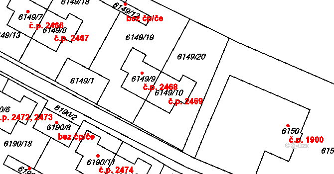 Frýdek 2469, Frýdek-Místek na parcele st. 6149/10 v KÚ Frýdek, Katastrální mapa