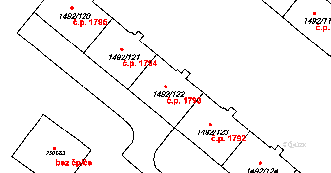 Sokolov 1793 na parcele st. 1492/122 v KÚ Sokolov, Katastrální mapa