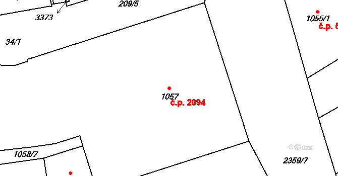 Cheb 2094 na parcele st. 1057 v KÚ Cheb, Katastrální mapa