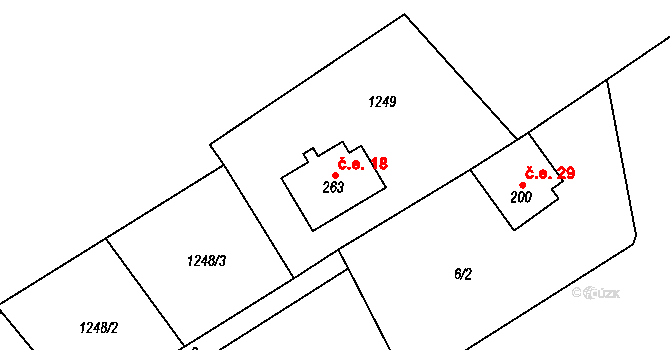Háj 18, Loučná pod Klínovcem na parcele st. 263 v KÚ Háj u Loučné pod Klínovcem, Katastrální mapa