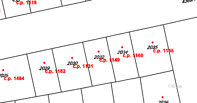 Žižkov 1149, Praha na parcele st. 2032 v KÚ Žižkov, Katastrální mapa