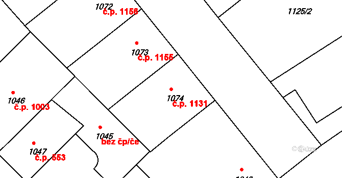 Nusle 1131, Praha na parcele st. 1074 v KÚ Nusle, Katastrální mapa