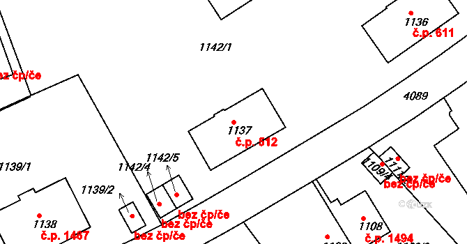 Dejvice 512, Praha na parcele st. 1137 v KÚ Dejvice, Katastrální mapa