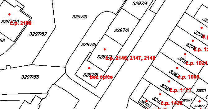 Strašnice 2146,2147,2148, Praha na parcele st. 3297/2 v KÚ Strašnice, Katastrální mapa