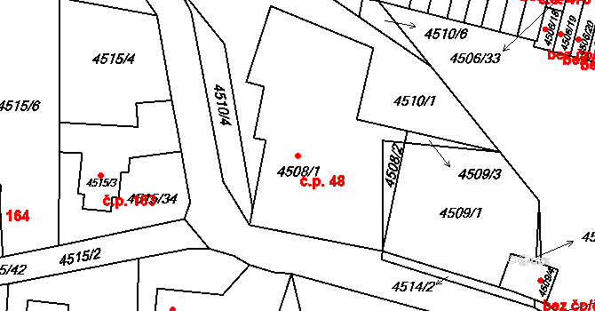 Příbram V-Zdaboř 48, Příbram na parcele st. 4508/1 v KÚ Příbram, Katastrální mapa