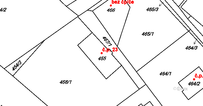 Liberec XXII-Horní Suchá 23, Liberec na parcele st. 455 v KÚ Horní Suchá u Liberce, Katastrální mapa