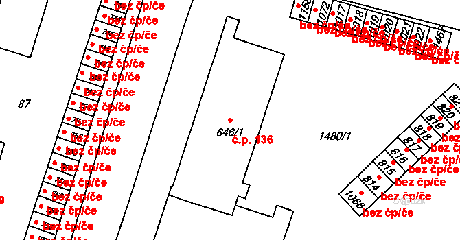 Žacléř 136 na parcele st. 646/1 v KÚ Žacléř, Katastrální mapa