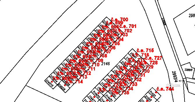 Kuřim 706 na parcele st. 2145/21 v KÚ Kuřim, Katastrální mapa
