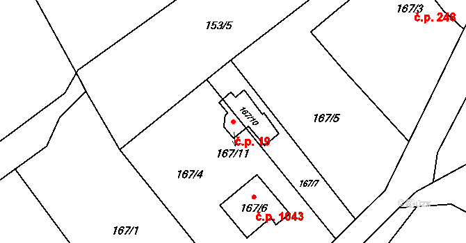 Ráj 19, Karviná na parcele st. 167/11 v KÚ Ráj, Katastrální mapa