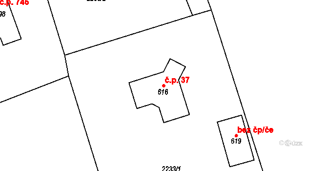 Staňkova Lhota 37, Sobotka na parcele st. 616 v KÚ Staňkova Lhota, Katastrální mapa