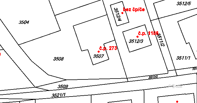 Lutyně 273, Orlová na parcele st. 3507 v KÚ Horní Lutyně, Katastrální mapa